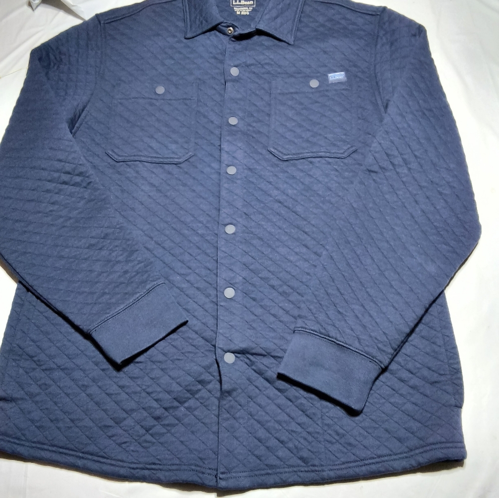 L.L. Bean Quilted Shirt Jacket in Navy Blue
